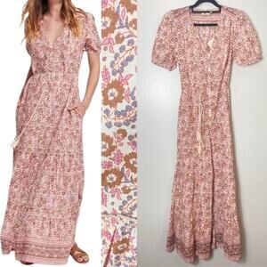 NWT FAHERTY DRESS COQUETTE MAXI MILKMAID FLORAL COTTAGECORE ORGANIC COTTON BOHO